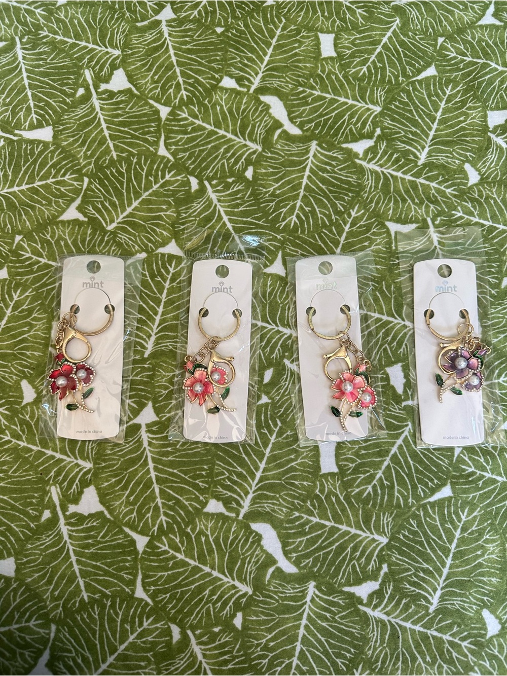 Mint Flower Keychains/bag charms
